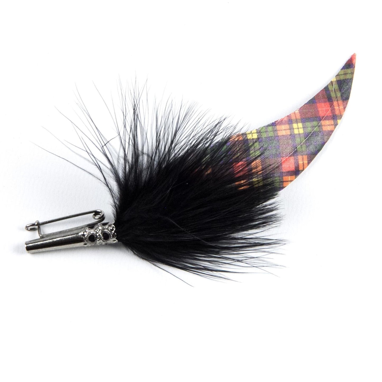 Printed Tartan Feather Mount ZF021