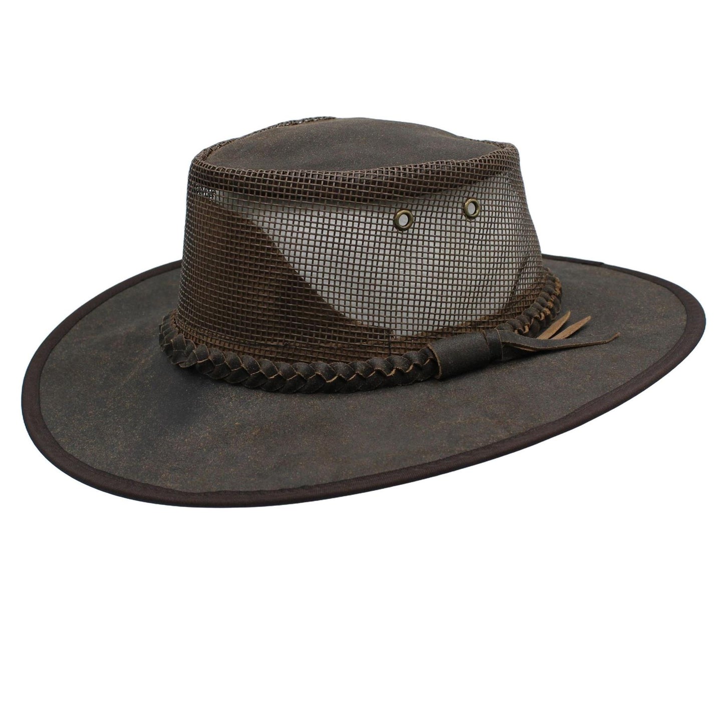 Melbourne Leather and Mesh Outback Hat ZH244