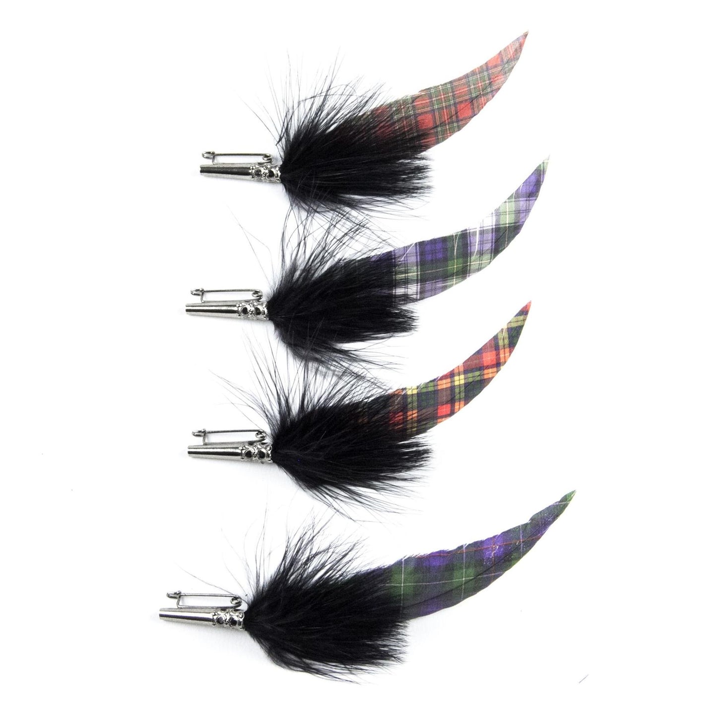 Printed Tartan Feather Mount ZF021