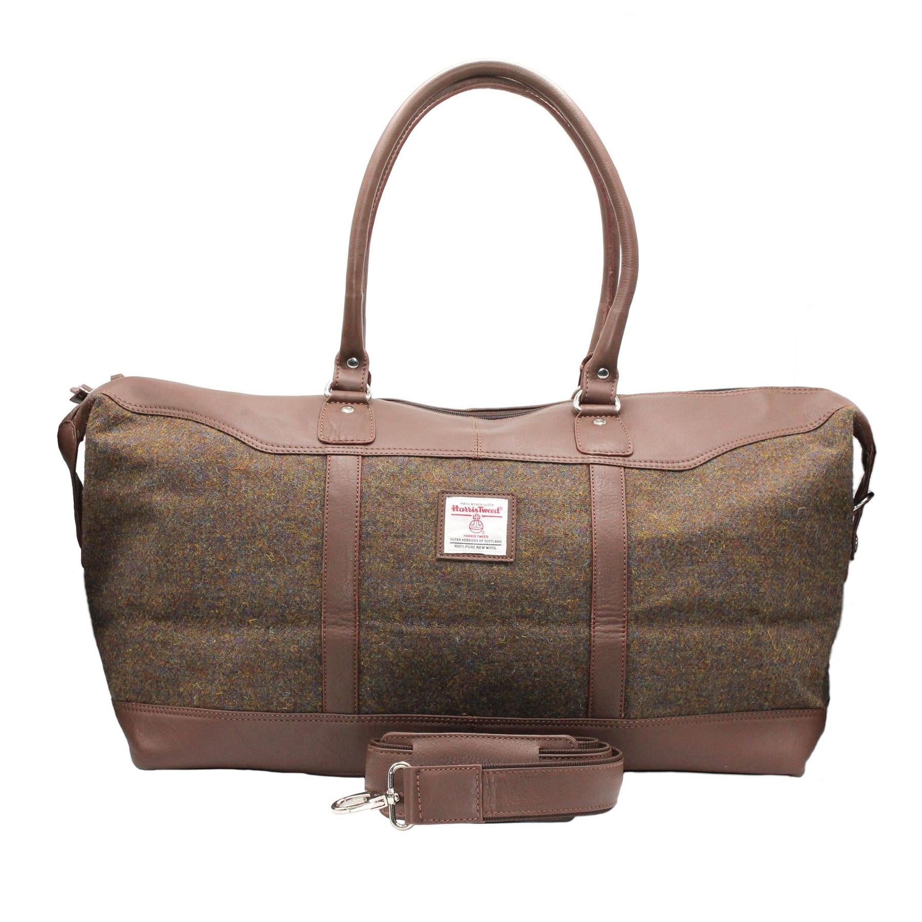 Brodie Harris Tweed Leather Travel Bag ZB081 Brown Mix