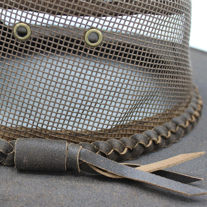 Melbourne Leather and Mesh Outback Hat ZH244