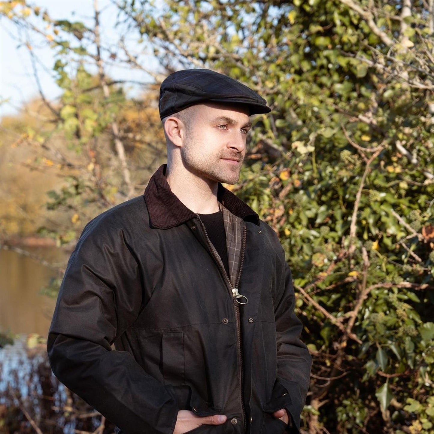 Charles Tartan Wax Flat Cap ZH183