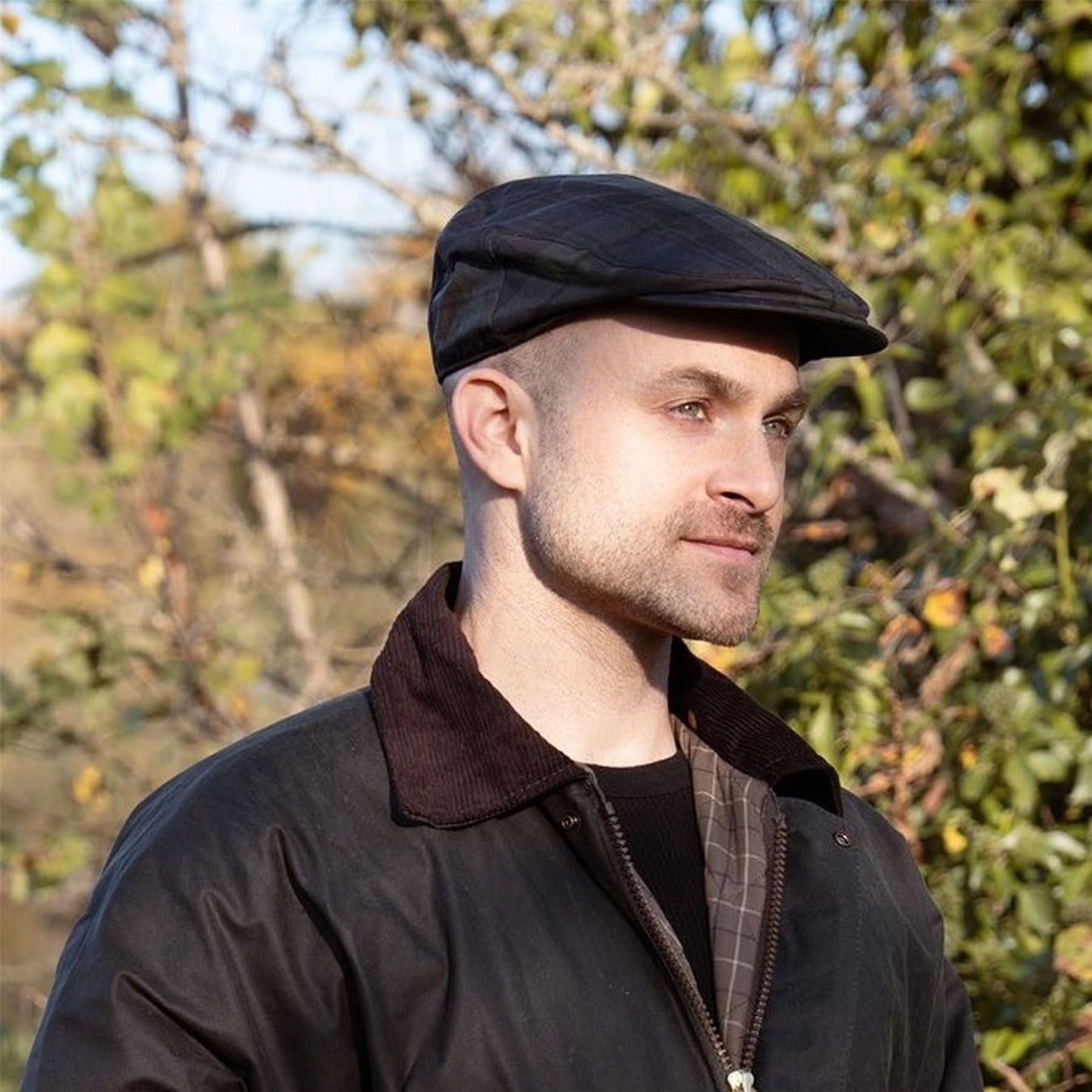 Charles Tartan Wax Flat Cap ZH183