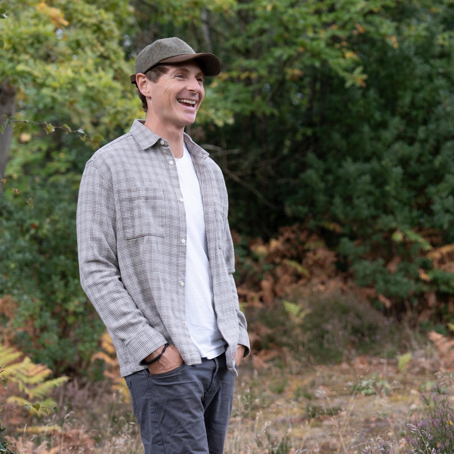 Tyndrum British Tweed Leather Peak Baseball Cap ZH101